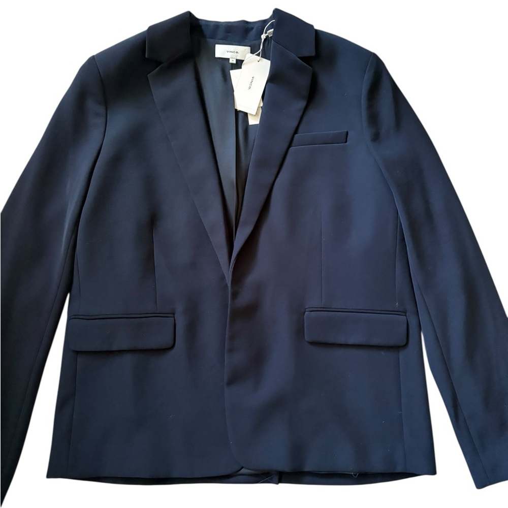 VINCE Concealed Closure Notch Lapel Blazer Black Size 14 NWT - Picture 7 of 14